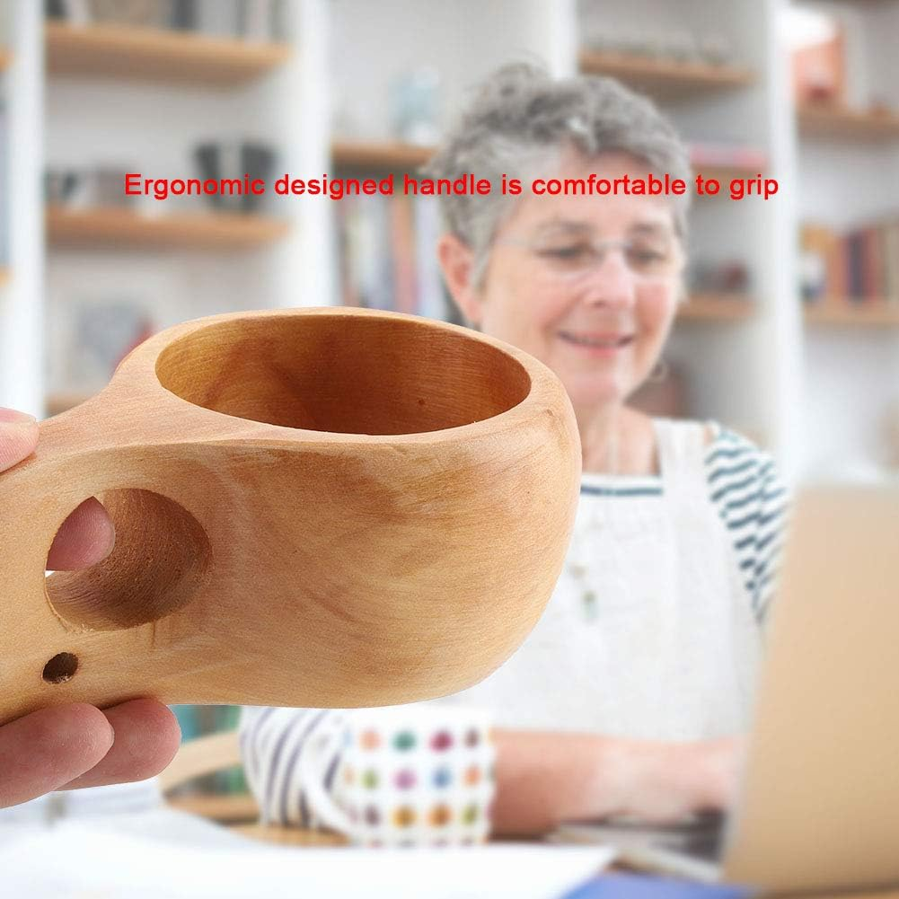 Wooden Tea Cups, Portable Wooden Coffee Cups, Wooden Cups with Handles, Suitable for Outdoor Cam, Adventure, Hiking(Single Hole)