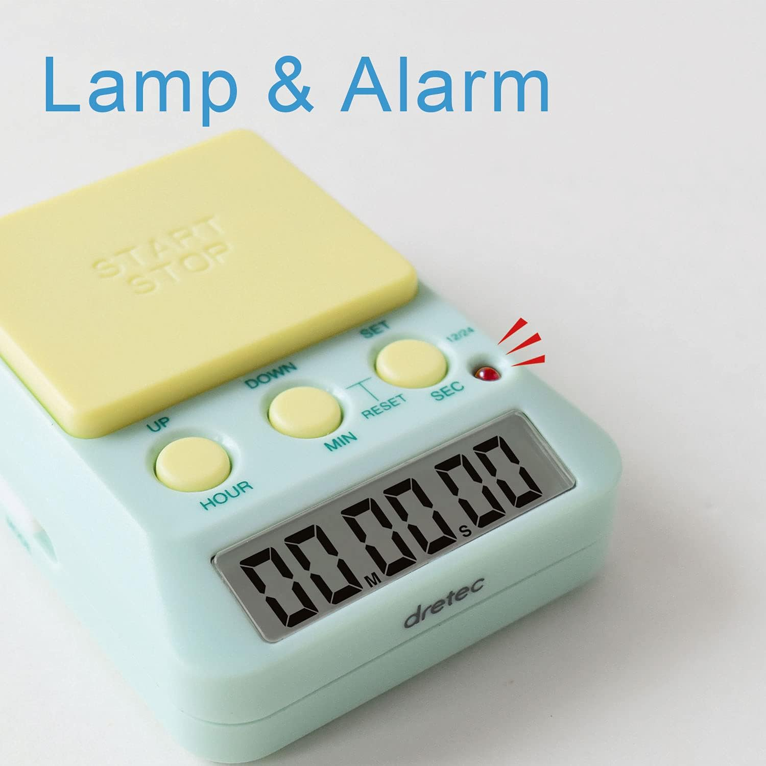 Dretec Learning Timer, for Studying, Large Button, Count Function until the Target Date, Green, Yellow, Officially Tested in Japan(1 Starter AAA Battery Included) Functions - Pink image number 4