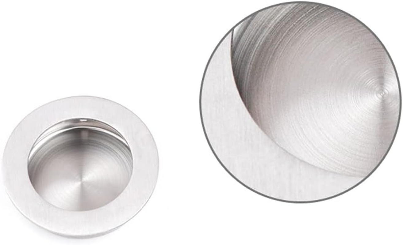 Tophomer Recessed Sliding Pull Door Handles, Stainless Steel Hidden Flush Finger Pull Handle with Screws for Residential and Commercial (Circle-50Mm)
