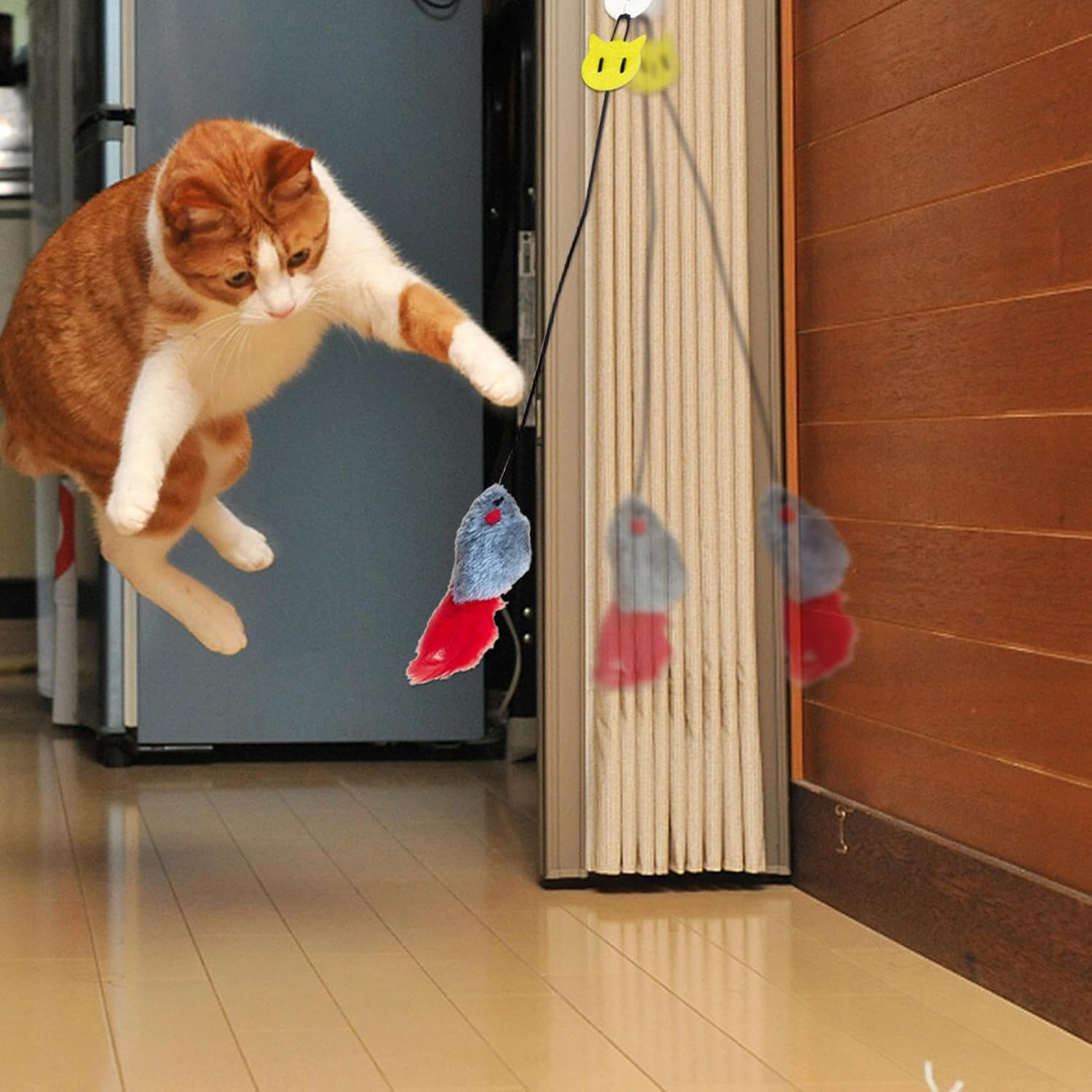 Shurzzesj Mouse Cat Toy | Kitten Mouse Toys,Cat String Toy Hangable Cat Teaser Elastic String Interactive Cat Feather Toys for Cat Kitten Exercise