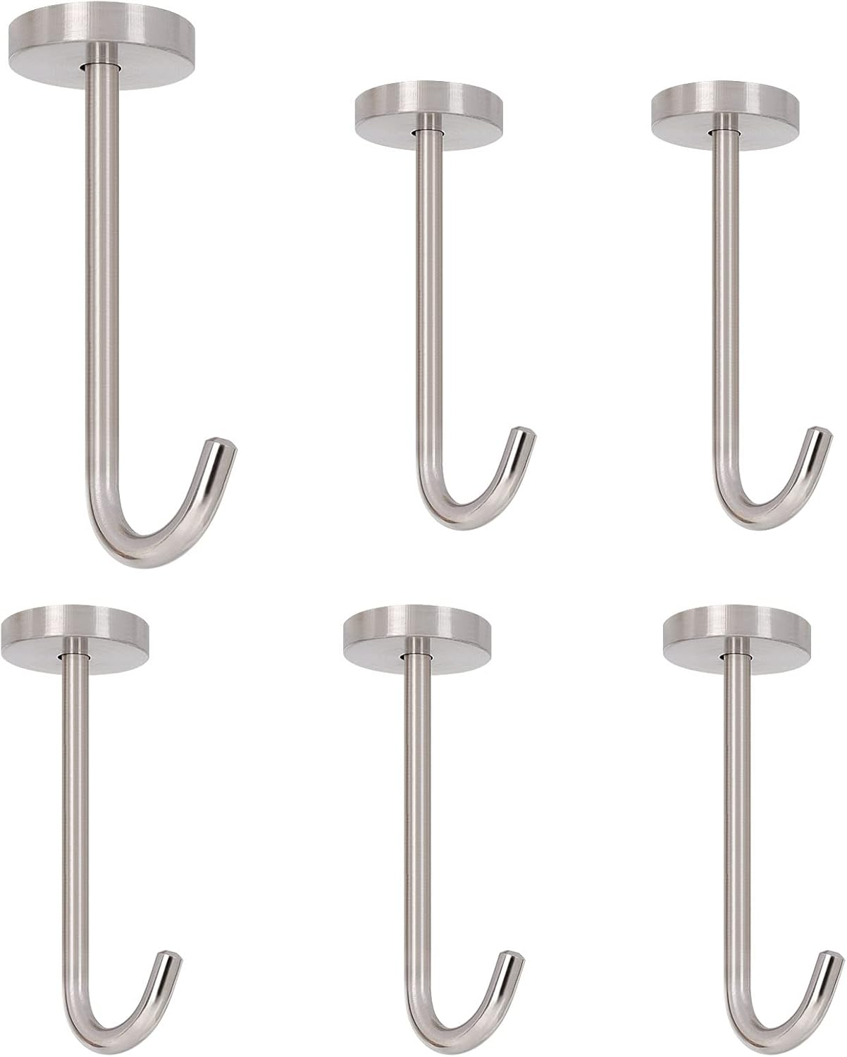 Nearmoon Coat Hooks, Wall Mount Hooks for Hanging Hat Hurse Robe, 304 Stainless Steel Heavy Duty Towel Hangers for Bathroom Livingroom Hotel Kitchen Garage, 6 Pack (4 Inch, Brushed Nickel)