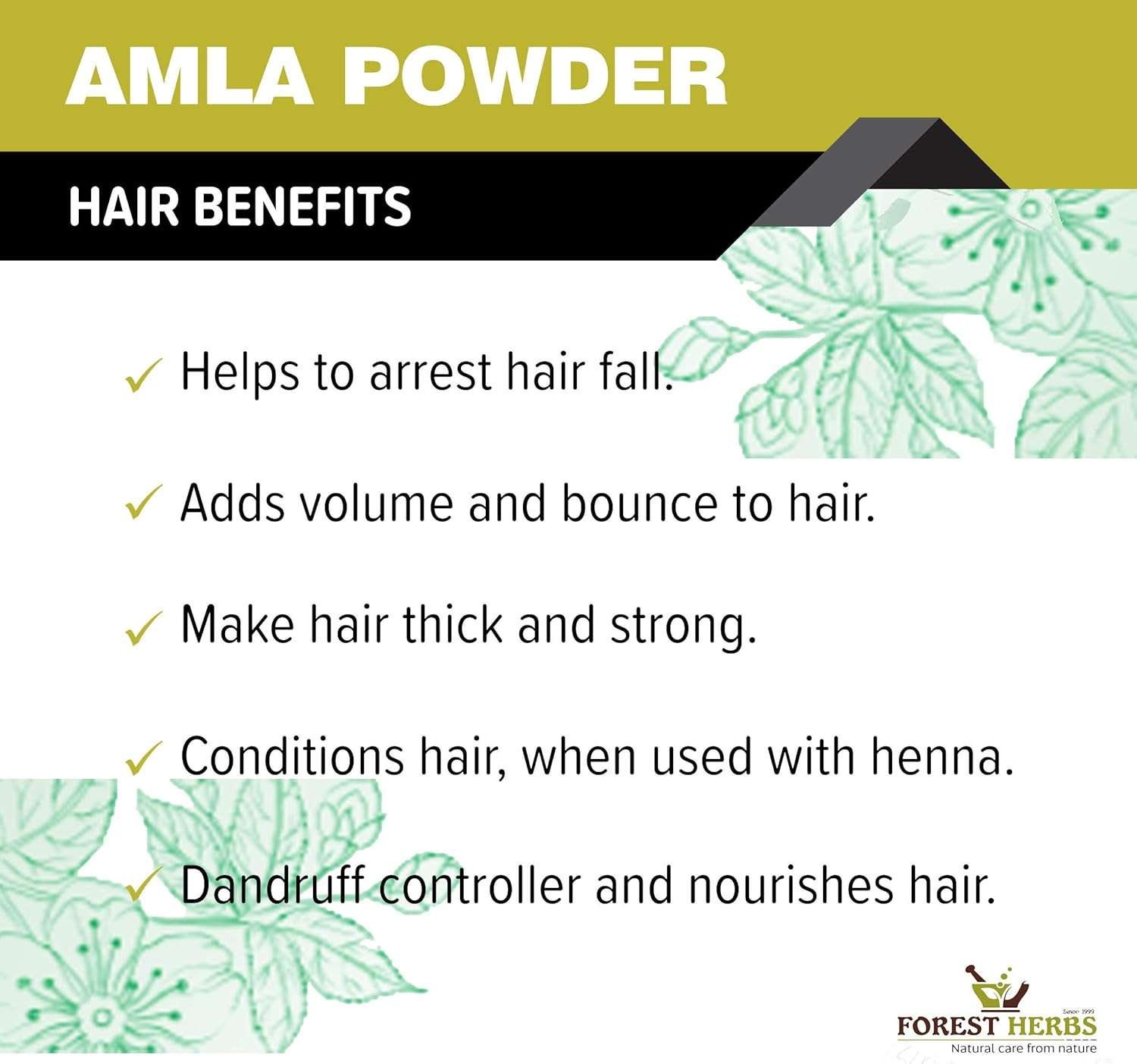 Forest Herbs 100% Natural Organic Amla Powder for Hair Growth - 100 Grams image number 6