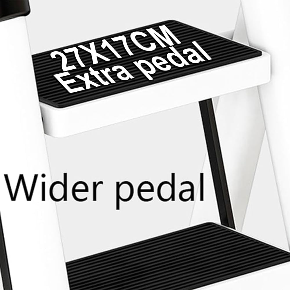 HPAMR 3 Step Folding Ladder, Foldable Step Stools, Compact and Lightweight Folding Step Ladder, Non-Slip Steps for Home, Office, Kitchen, and Garage, Easy to Store and Carry