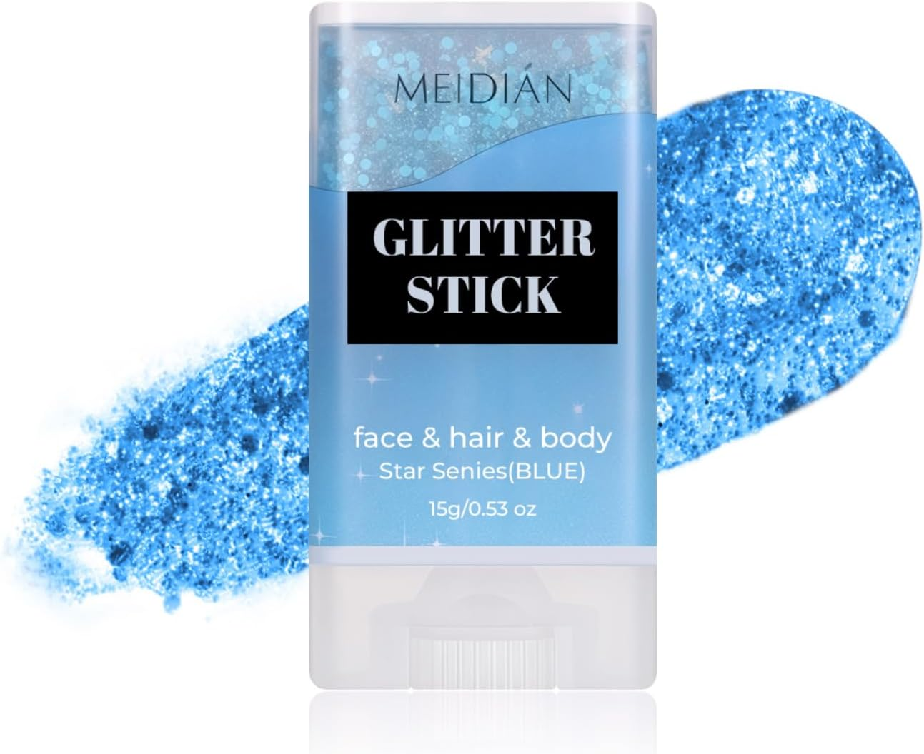 YBUETE Blue Face Body Glitter Stick,Face Chunky Glitter Gel for Singer Concert Outfit Rave Festival Accessories for Women,Glitter Nail Sequins Iridescent Flakes for Festival Rave Halloween Makeup