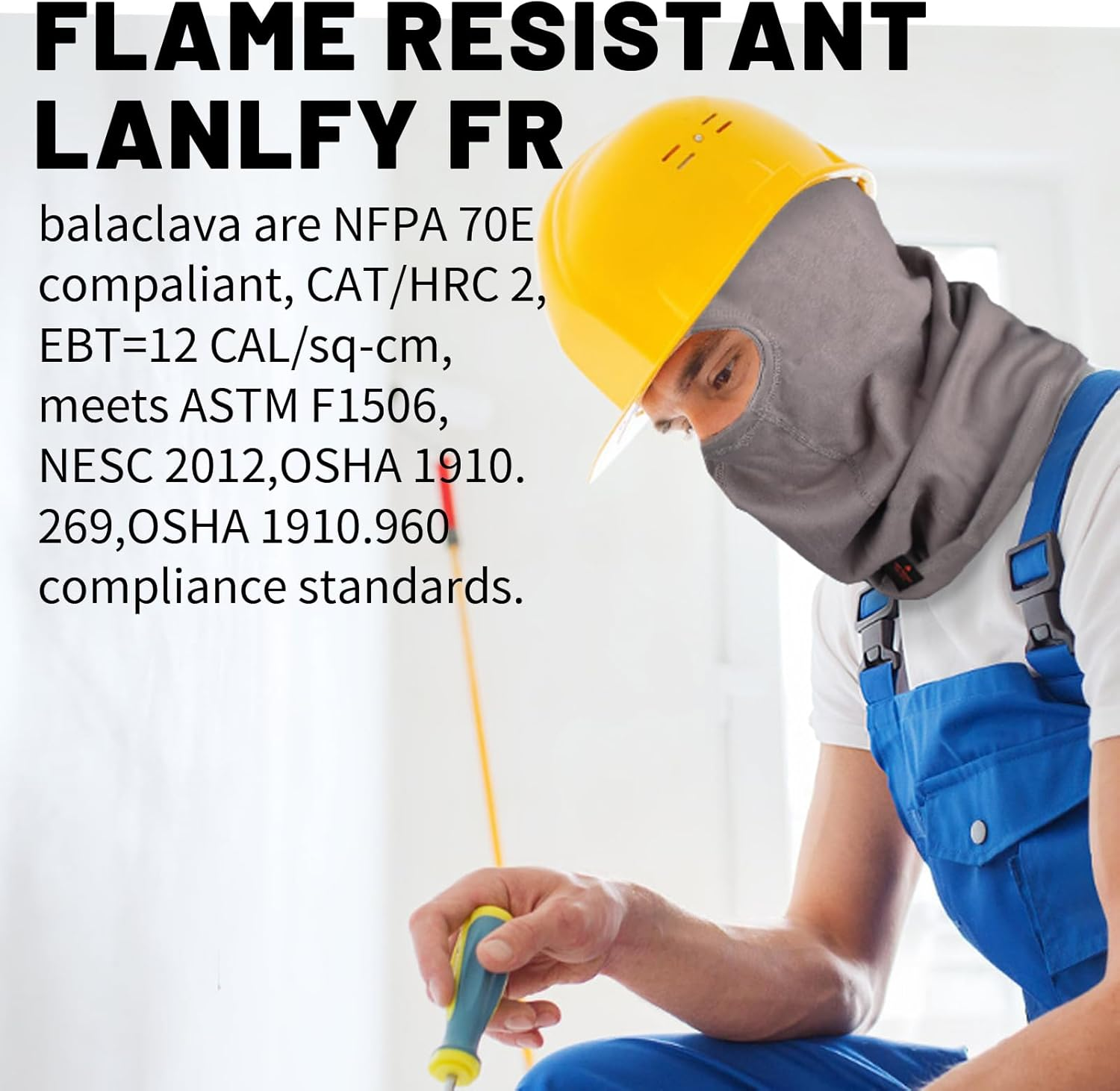 2PACK FR Balaclava Welding Hood 100% Cotton Full Face Cover Mask HRC2 Neck Protector Arc Flash Head Covering image number 6