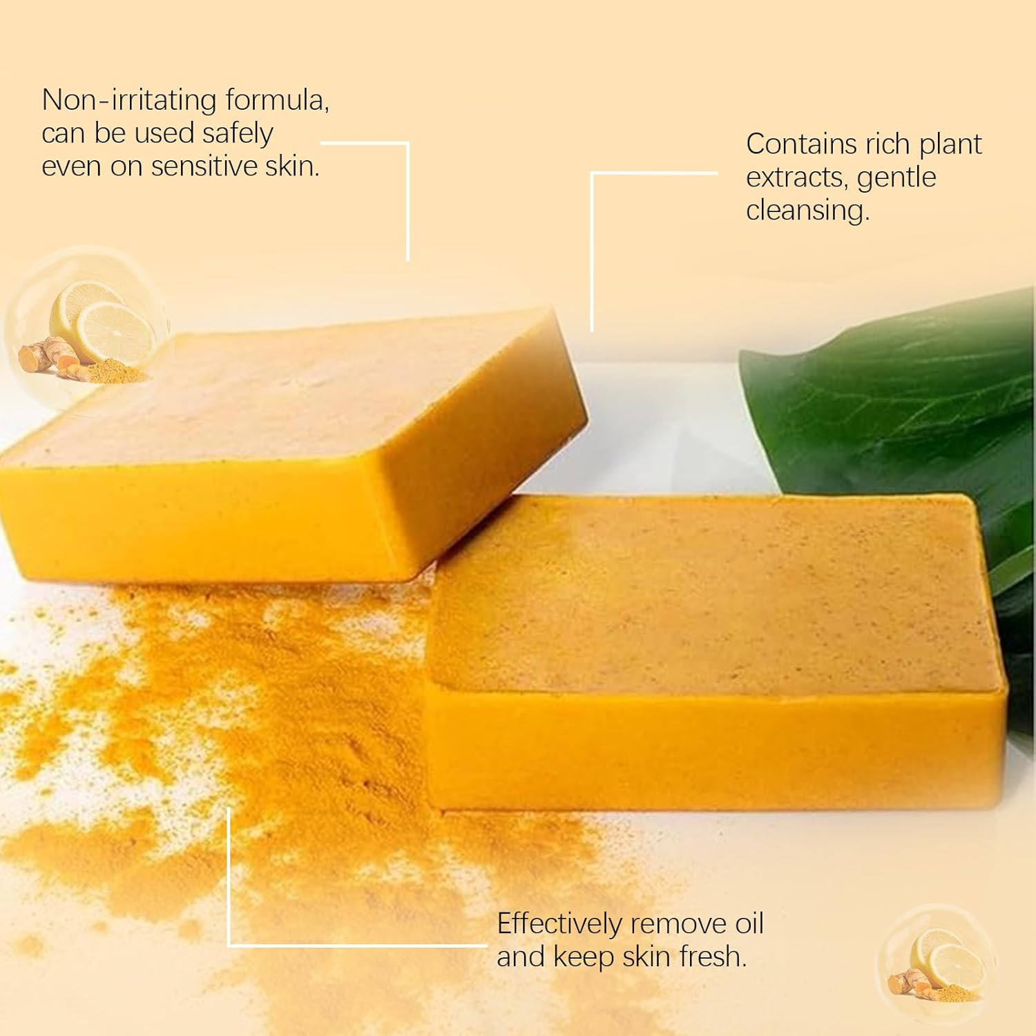 Natural Turmeric Soap, Kojic Acid & Turmeric Soap, Kojic Acid Lemon Soap Bar, Acne, Dark Spots, Hyperpigmentation & Smooth Skin, Brightening, Deep Cleansing, Refreshing, Moisturizing image number 6
