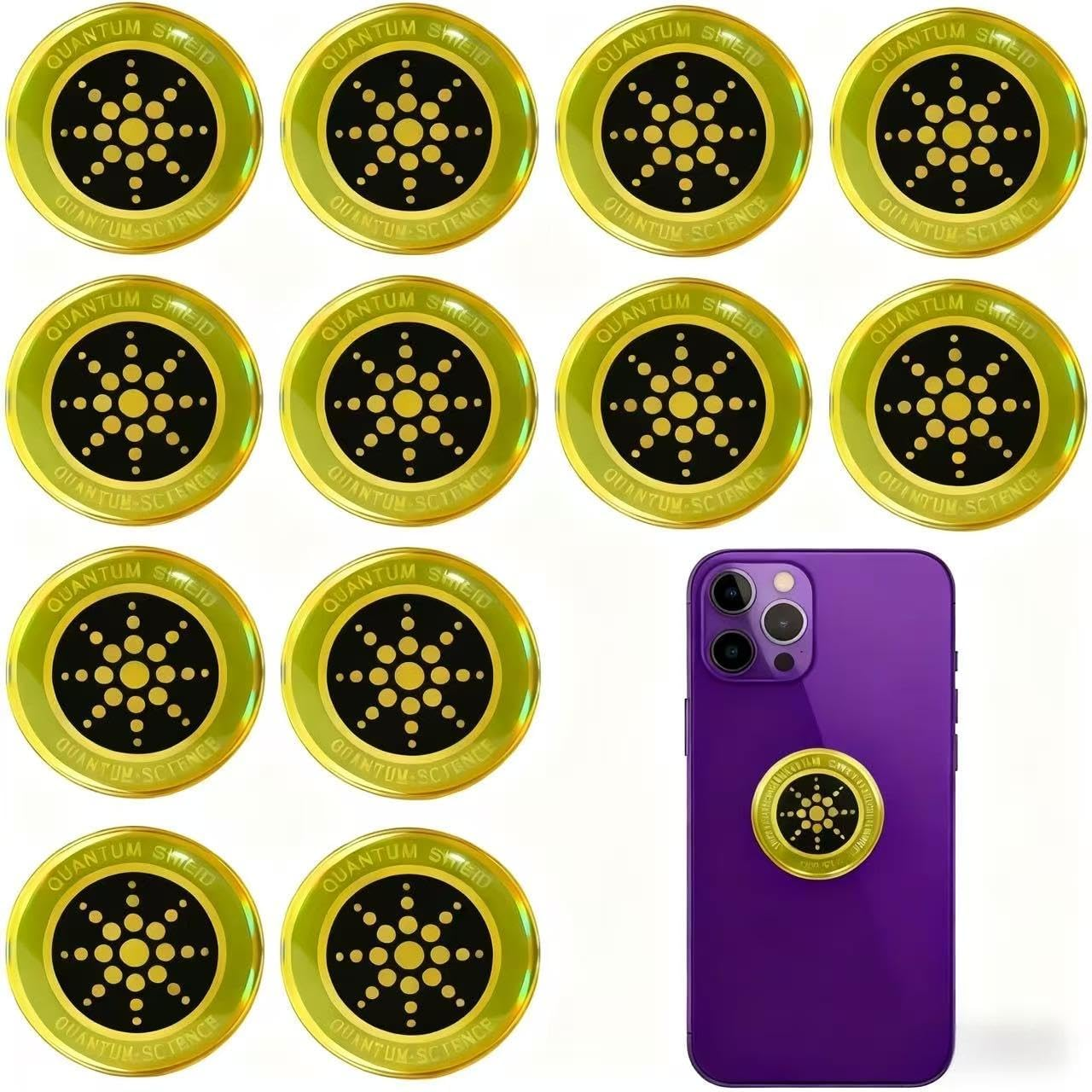 EMF Stickers Blocker Neutralize Shield Protection - 12Pcs Golden EMF Blocker for Cell Phone/Laptops/Computers/Tv/Electronic Devices, Quantum Shield Stickers for Wifi/5G Radiation Protection image number 2