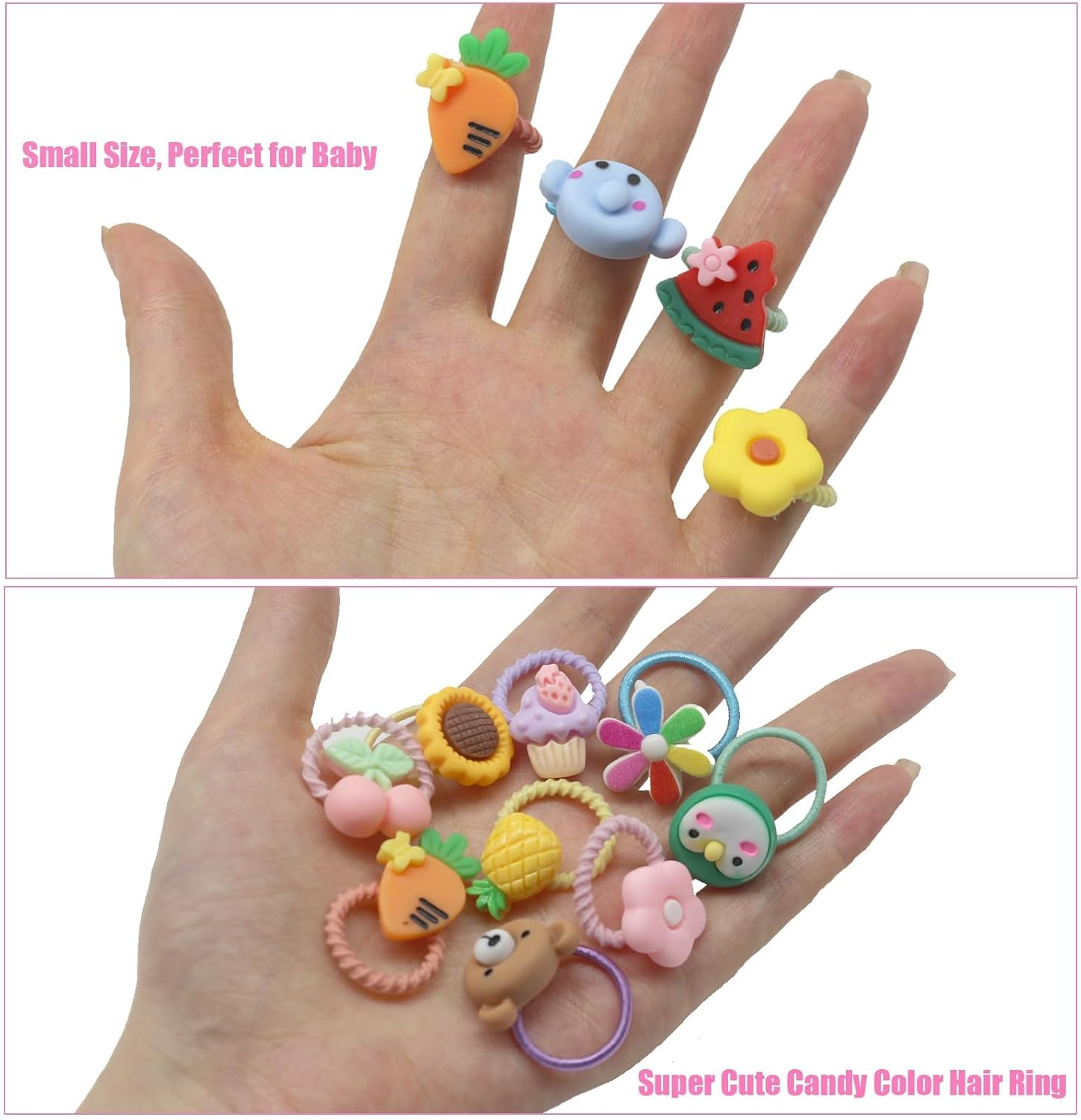 60Pcs Baby Hair Ties, Cute Cartoon Small Hair Ties for Toddlers Little Girls, Colorful Elastic Pony Tails Hair Bands 0.8Inch Dia, No Damage Seamless Soft Hair Ties Accessories, Kids Gift, Bluezoo