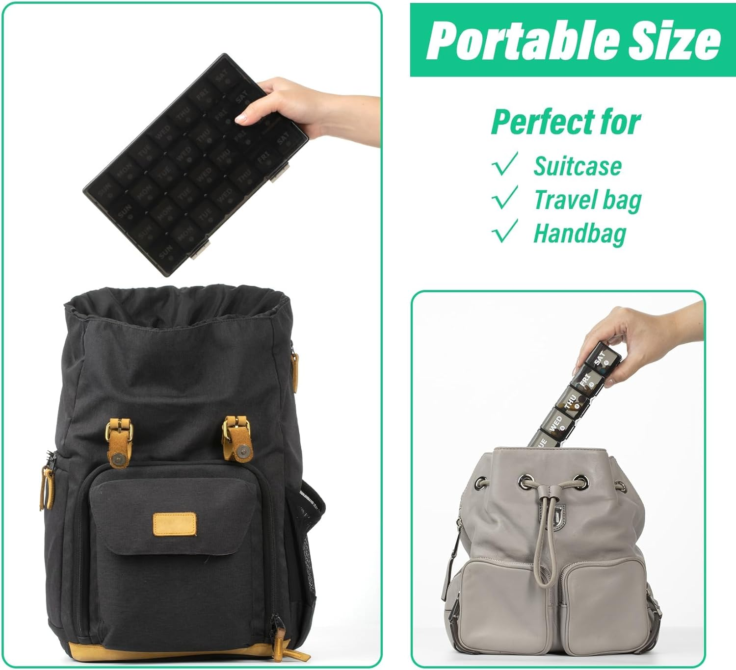 Large Monthly Pill Organizer, XL 4 Weeks Pill Box,28 Day Pill Cases Organizerd by Week,Big Compartment Pill Container with Dust-Proof,For Pills/Vitamin/Fish Oil/Supplements,By Yaklim (Black) - Black image number 5