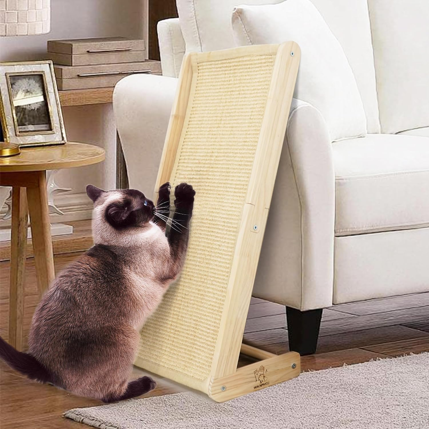 Cat Scratcher - for Valentine'S Day L-Shaped Cat Scratching Post for Indoor Cats, 3-Way Durable Sisal Scratching Pad, Natural Wood Furniture Protector for Sofa & Lounge
