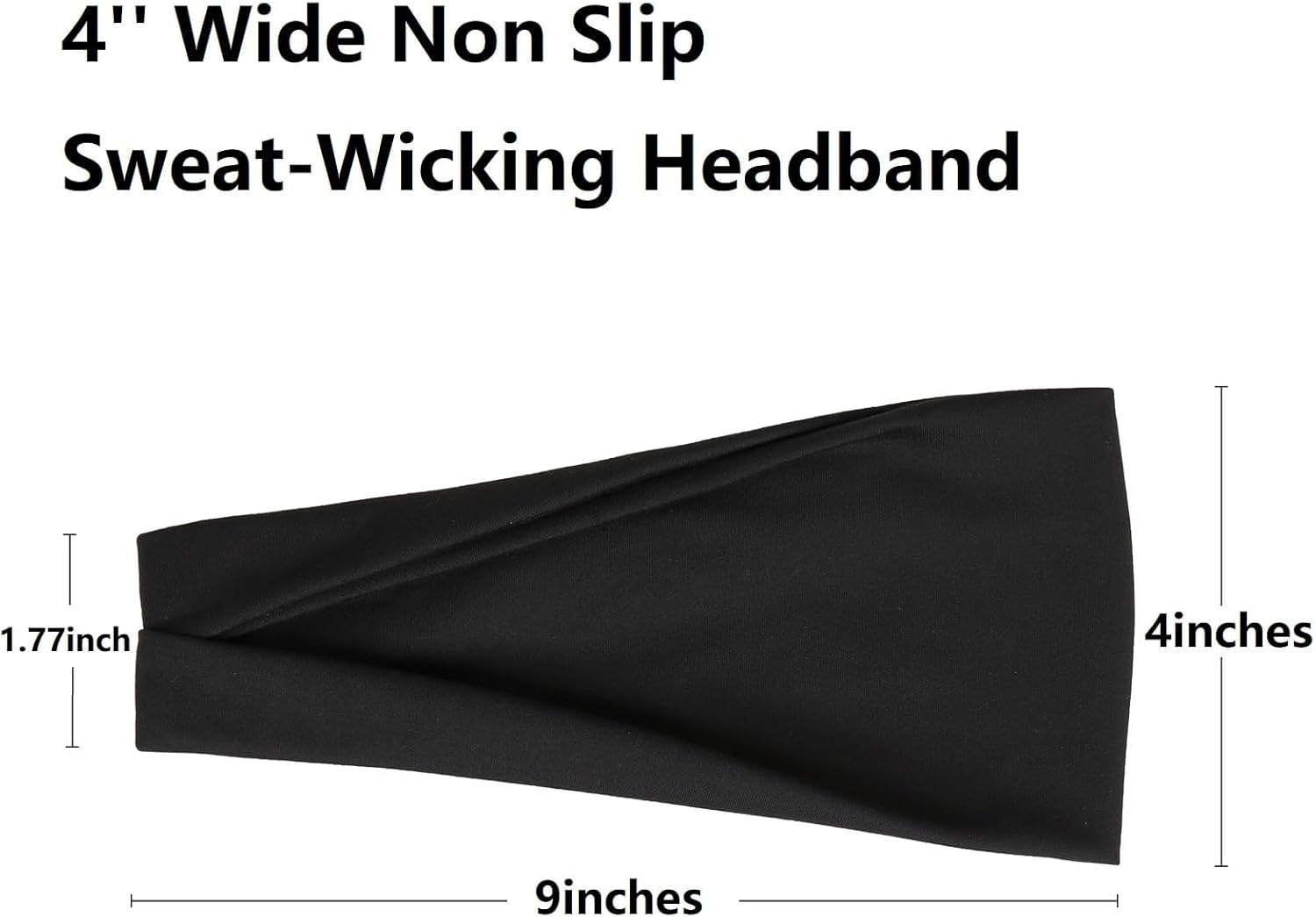 Weidllys Headbands for Women Men, 6-Pack Wide Non-Slip Stretchy Hair Bands, 4 Inch Fabric Sweatbands for Yoga, Workout, Sports, Fashion, Black White Grey image number 5