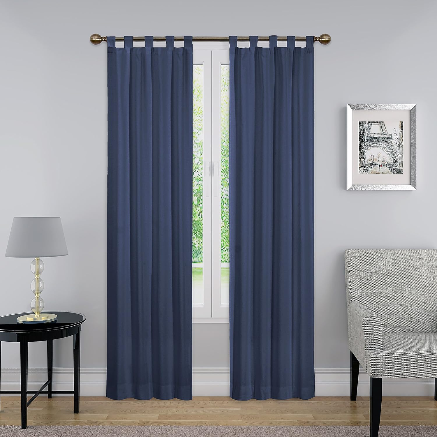 PAIRS to GO Montana Modern Decorative Tab Top Window Curtains for Bedroom or Living Room (2 Panels), 30" X 95", Grey