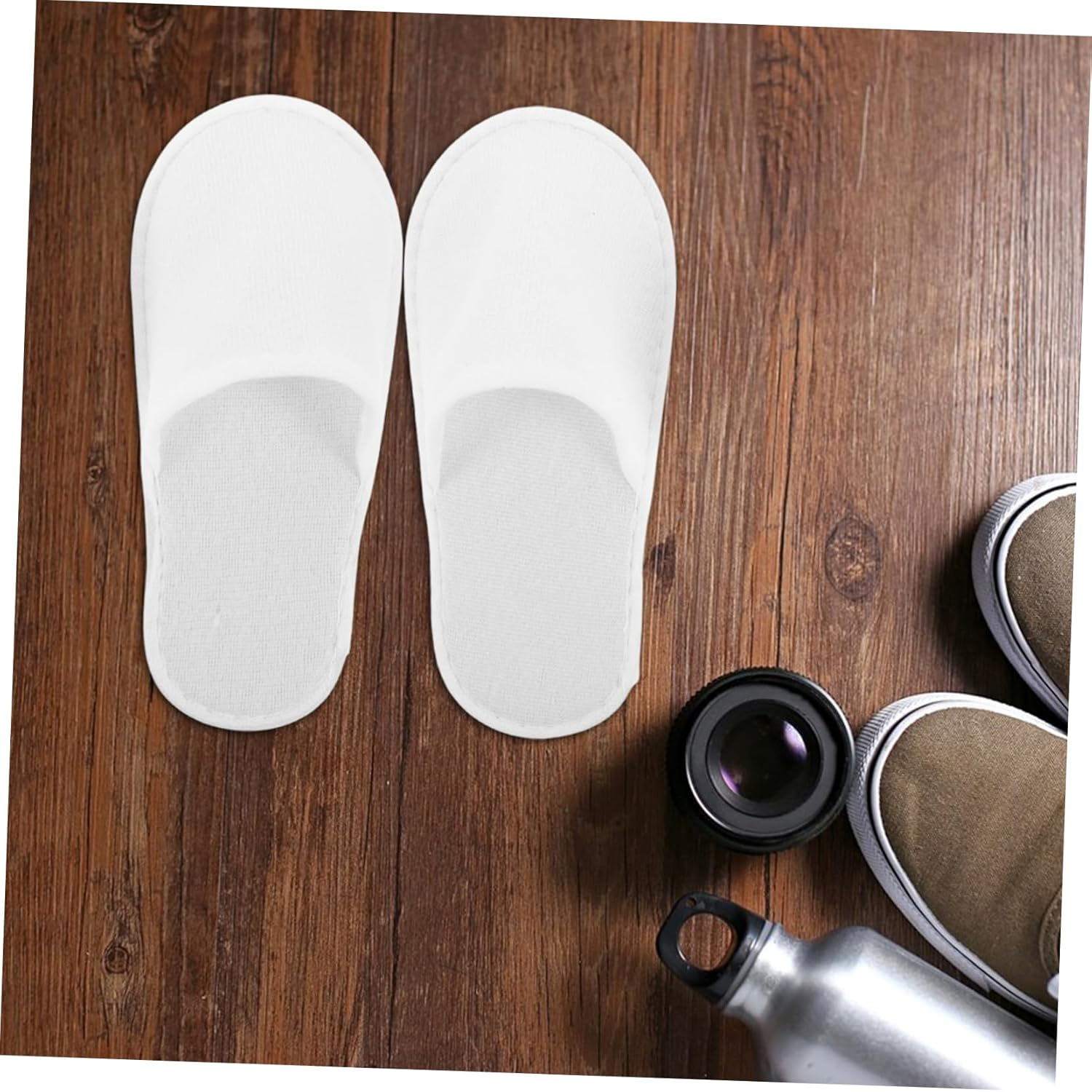 Minkissy 28Pairs Disposable Hotel Slippers White Reusable House Shoes for Guests Skid Design for Travel Home and Spa Use Lightweight Portable image number 3