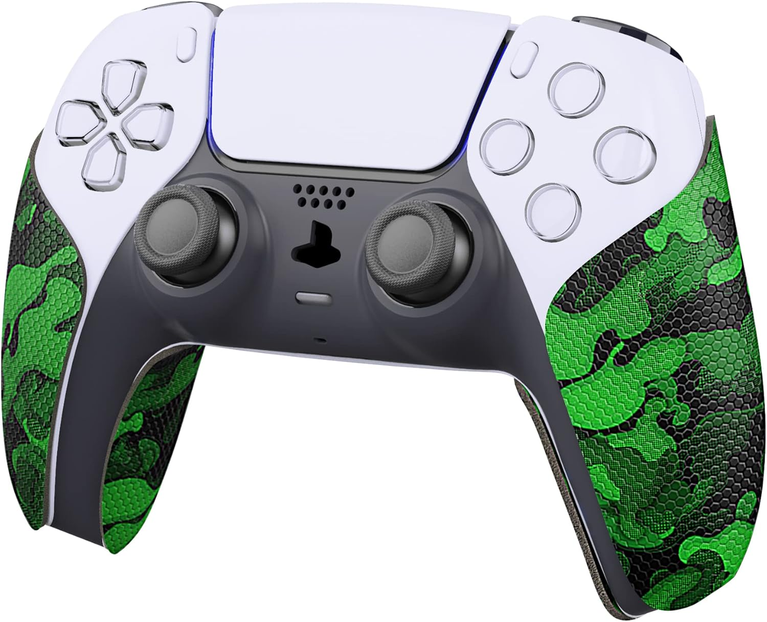 Playvitalanti-Skid Sweat-Absorbent Controller Grip for Ps5 Controller, Professional Textured Soft Rubber Pads Handle Grips for Ps5 Controller - Black Green Camouflage - Black image number 5