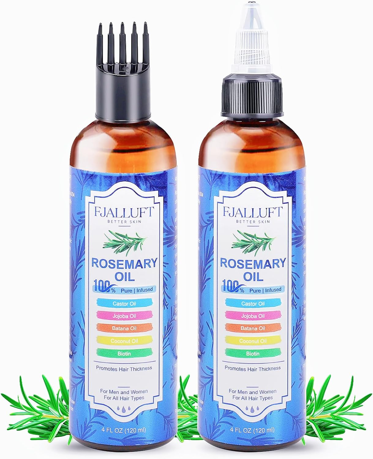 Rosemary with Castor Oil for Hair: Strengthening and Thickening Hair Serum with Jojoba & Biotin with for All Hair Types - Women & Men 4 Oz Monthly Supply