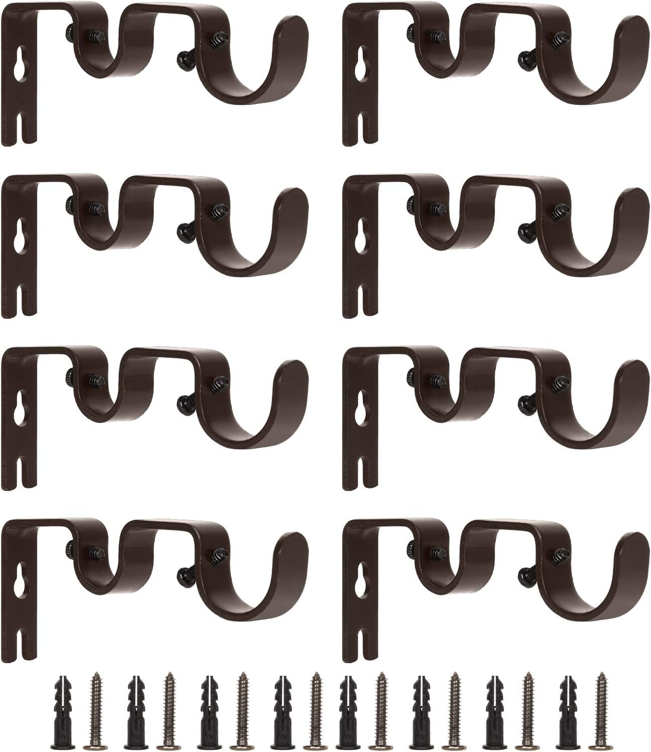 ZOEYES 8 Pack Heavy Duty Double Curtain Rod Brackets, Bronze, Iron Frame, Wall Mount, Perfect for Bedroom, Living Room, Dining Room image number 2
