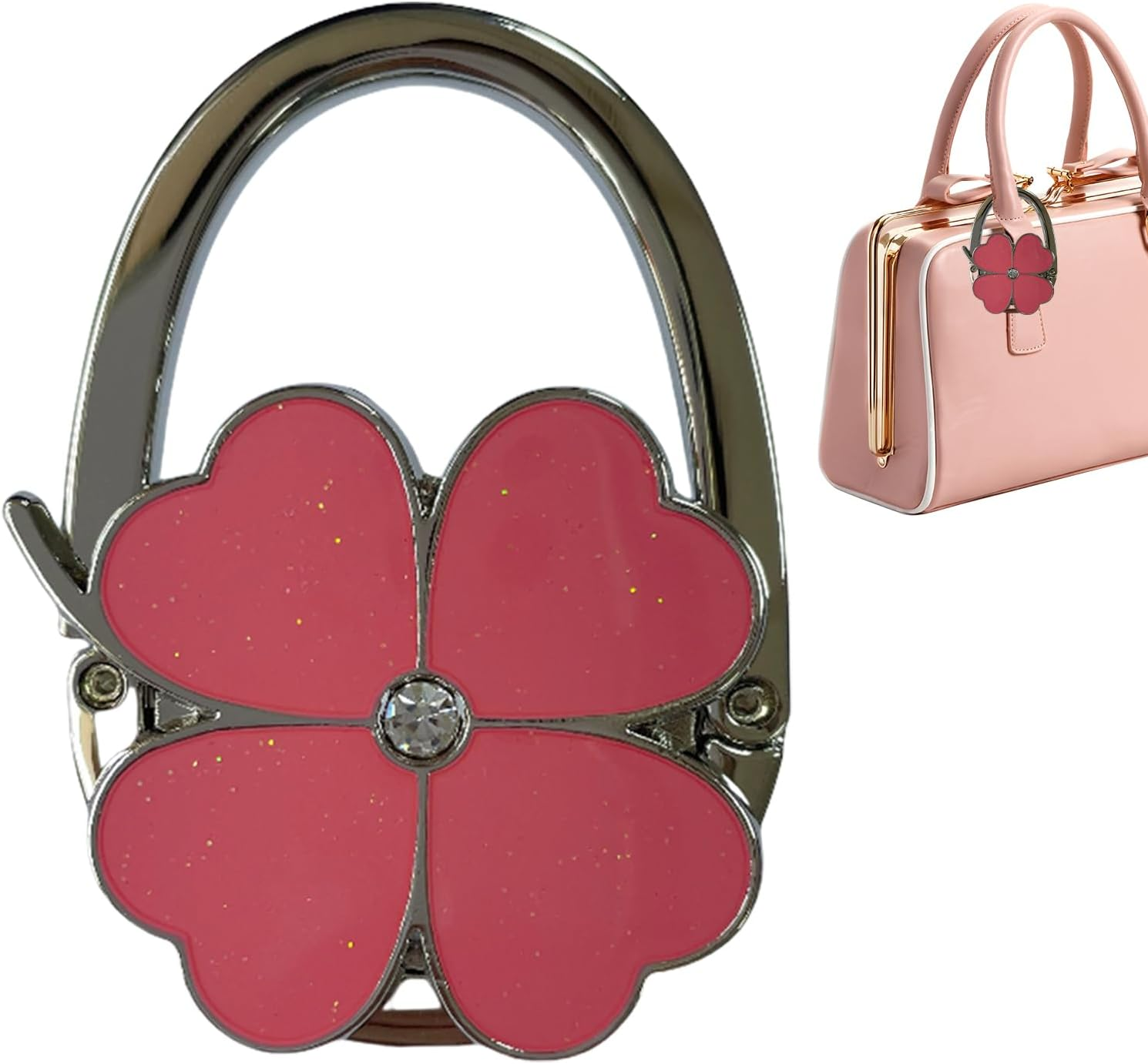 Bag Holder for Table, Purse Holder for Table | Four Purse Clips Designed in Clover - Pocket Holder, Handbag Organizers, Desk Bag Hanger For