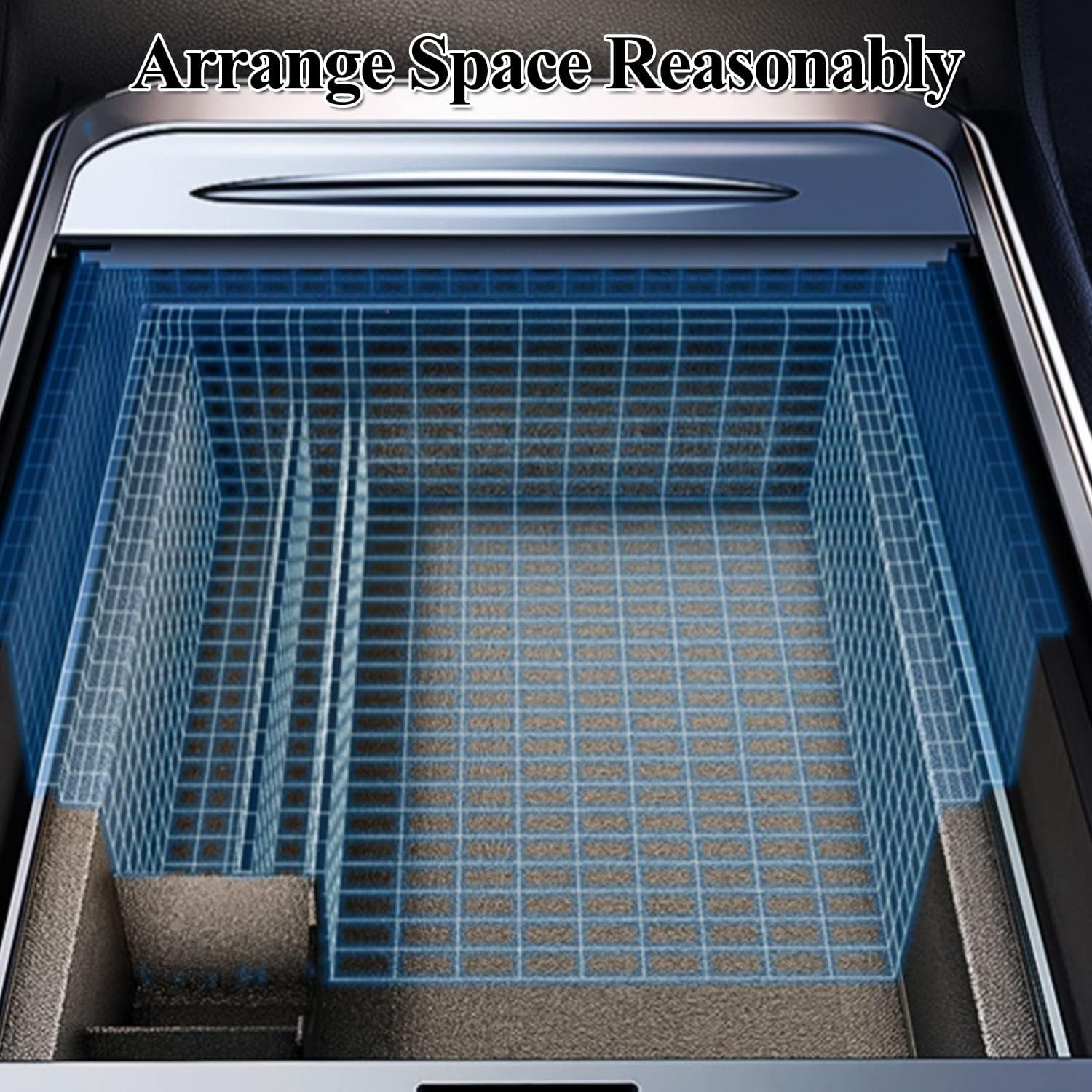 Yotsuba Center Console Organiser Armrest Box Fabric Finish Tray for Tesla Model 3 2021-2023 SEP and Model Y 2021-2024 image number 5