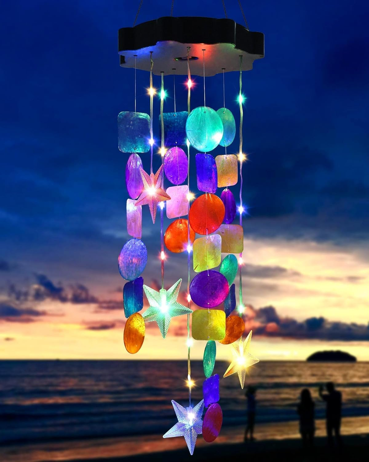 Toodour Solar Decorative Lights Outdoor, Colorful Shells Lights Gifts for Mom Grandma Women Wife Girls, Solar Wind Chimes outside Decorative Mobile Lights for Holiday Garden Porch Yard Window Decor image number 1