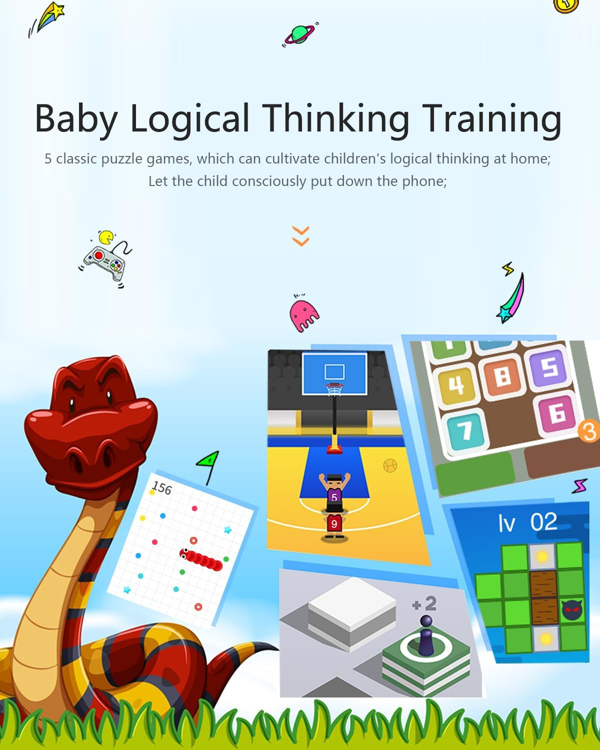 Fitness Tracker Smart Watch for Kids, 1.54'' Smartwatch with Puzzle Games, Pedometer, Heart Rate, APP Control, Sleep Monitor, Alarm Clock, Calorie Step Counter, Birthday for Girls Boys 6-14 (Green) image number 2