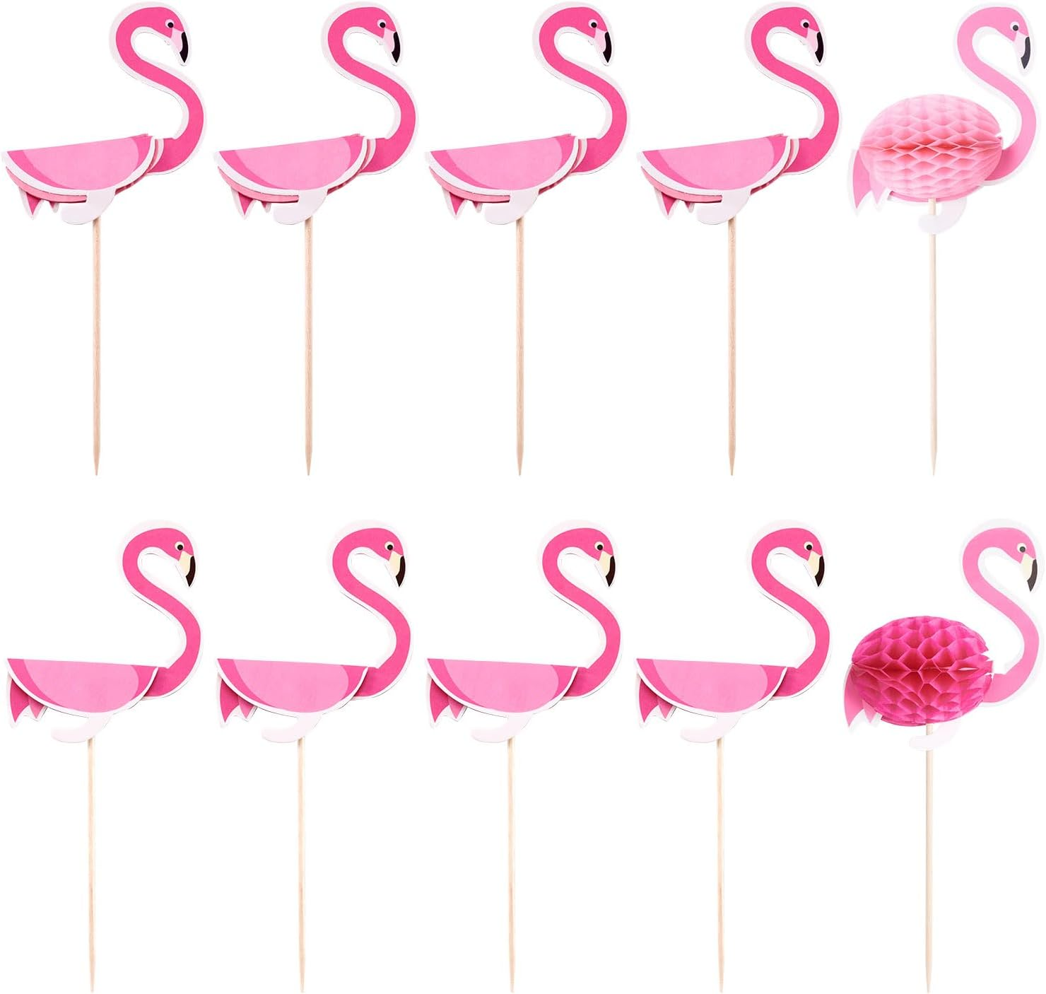 Fashewelry 50Pcs 3D Flamingo Cupcake Toppers Tropical Aloha Cake Picks Luau Cupcake Sticks for Summer Hawaiian Wedding Baby Shower Birthday Festival Christmas image number 1