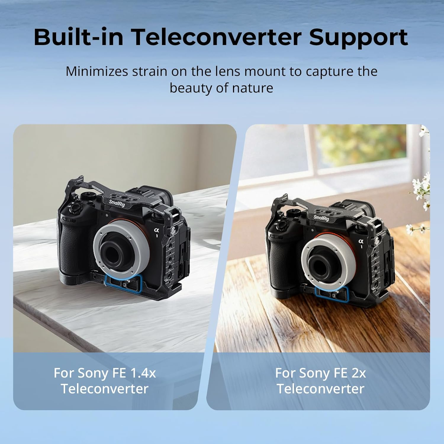 Smallrig Normal Cage for Sony Alpha 1 Ii/Alpha 9 III, Built-In Teleconverter Support and Quick Release Plate for Arca, Ultimate Stability with Three-Point Locking for Wildlife Photographers image number 5