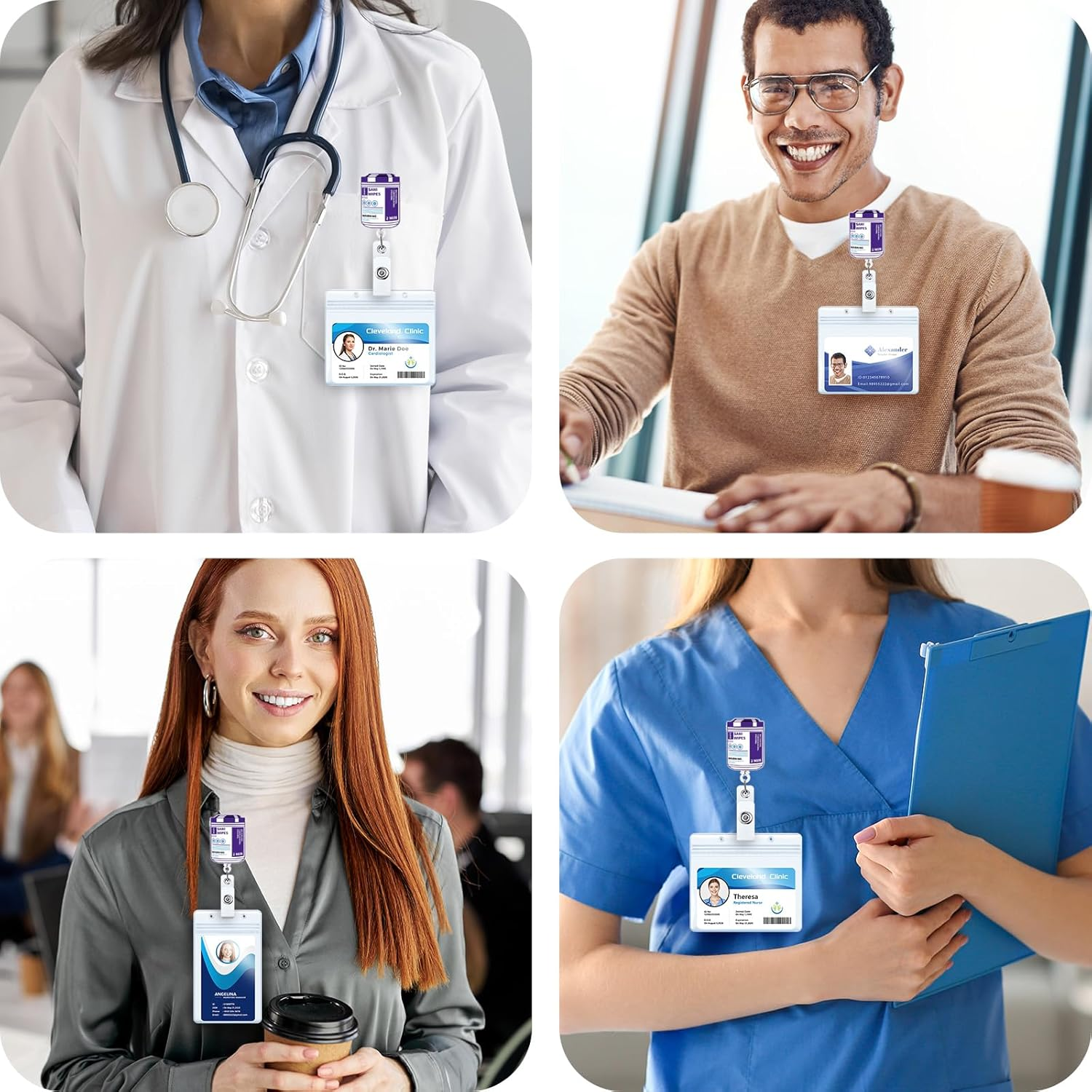 Sani Wipes Funny Badge Reel, Cute Nurse Doctor Work Badge Holder with Retractable Clip, Nursing Student RN CNA LPN MA Medical Worker ID Name Badge Buddy, Fun Healthcare Badge Accessories - First Of All, I'M A Delight image number 7