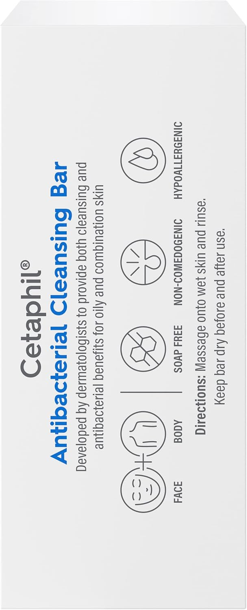 Cetaphil Antibacterial Cleansing Bar 127G, Dermatologist Tested, for Face & Body, Soap Free, Non-Comodogenic, Hypoallergenic, for Oily or Combination Skin, Suitable for Sensitive Skin