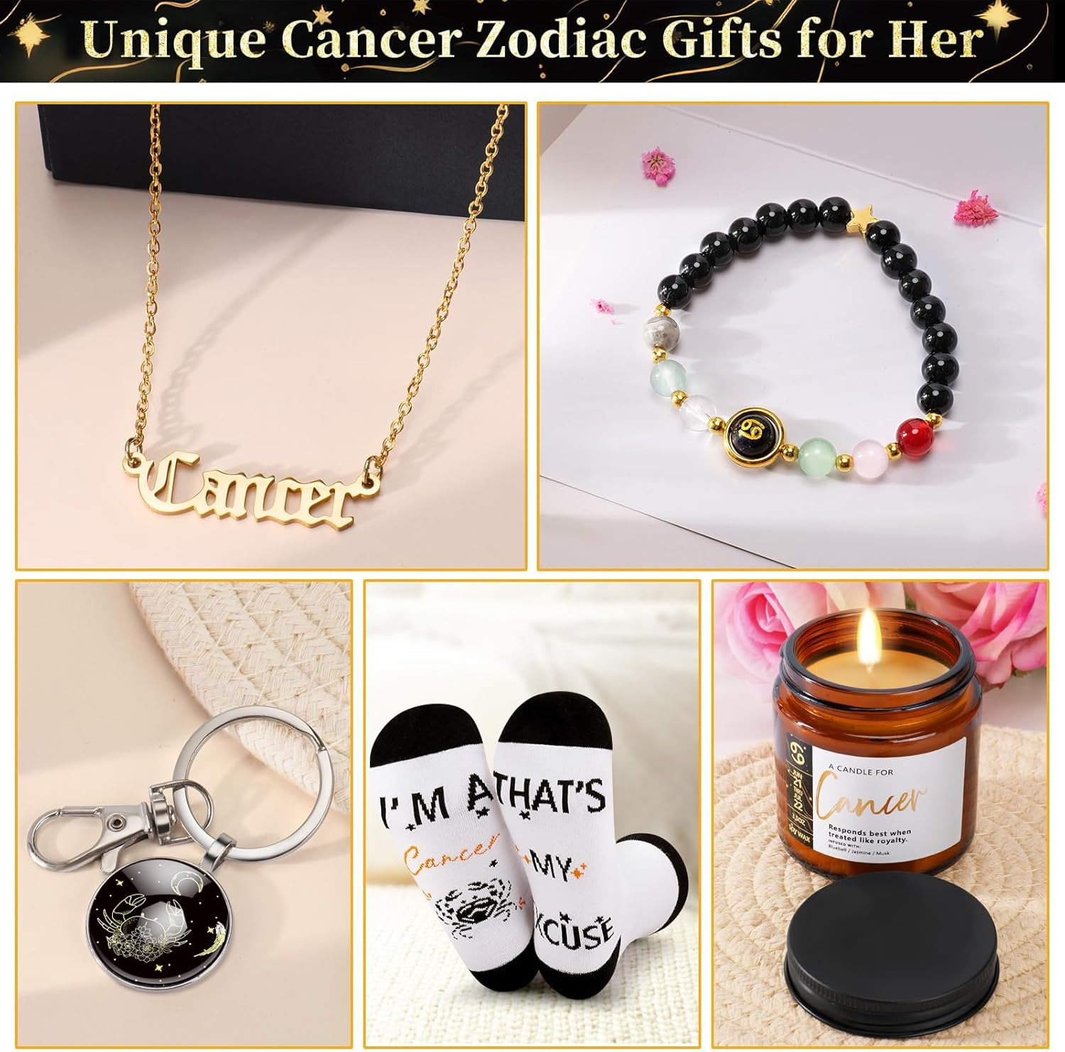 12PCS Cancer Zodiac Birthday Gifts for Women-Cancer Zodiac Gifts for Women, Mom, Wife, Self Care Package,Get Well Soon, Mother'S Day Baskets Birthday Astrological Baskets image number 4