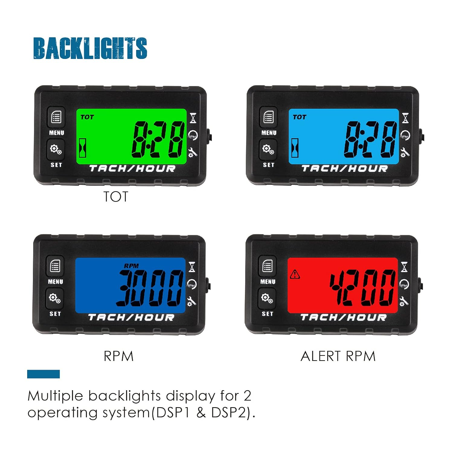 Runleader Digital Self Powered Hour Meter Tachometer,Maintenance Reminder,Alert RPM Reminder,User Shutdown,Waterproof,Use for ZTR Lawn Mower Generator Marine ATV Motor and Gas Powered Equipment image number 3