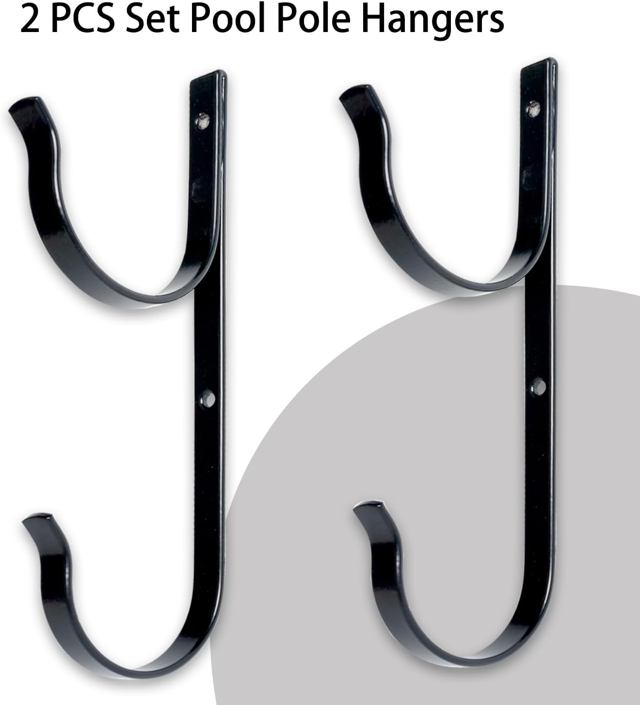 2 Pcs Set Pool Pole Hangers Heavy Duty Black Aluminium Holder with Screws Perfect Hooks for Swimming Pool Telescopic Poles Skimmers Nets Brushes Vacuum Hose Garden Equipment Outdoor Supplies image number 3
