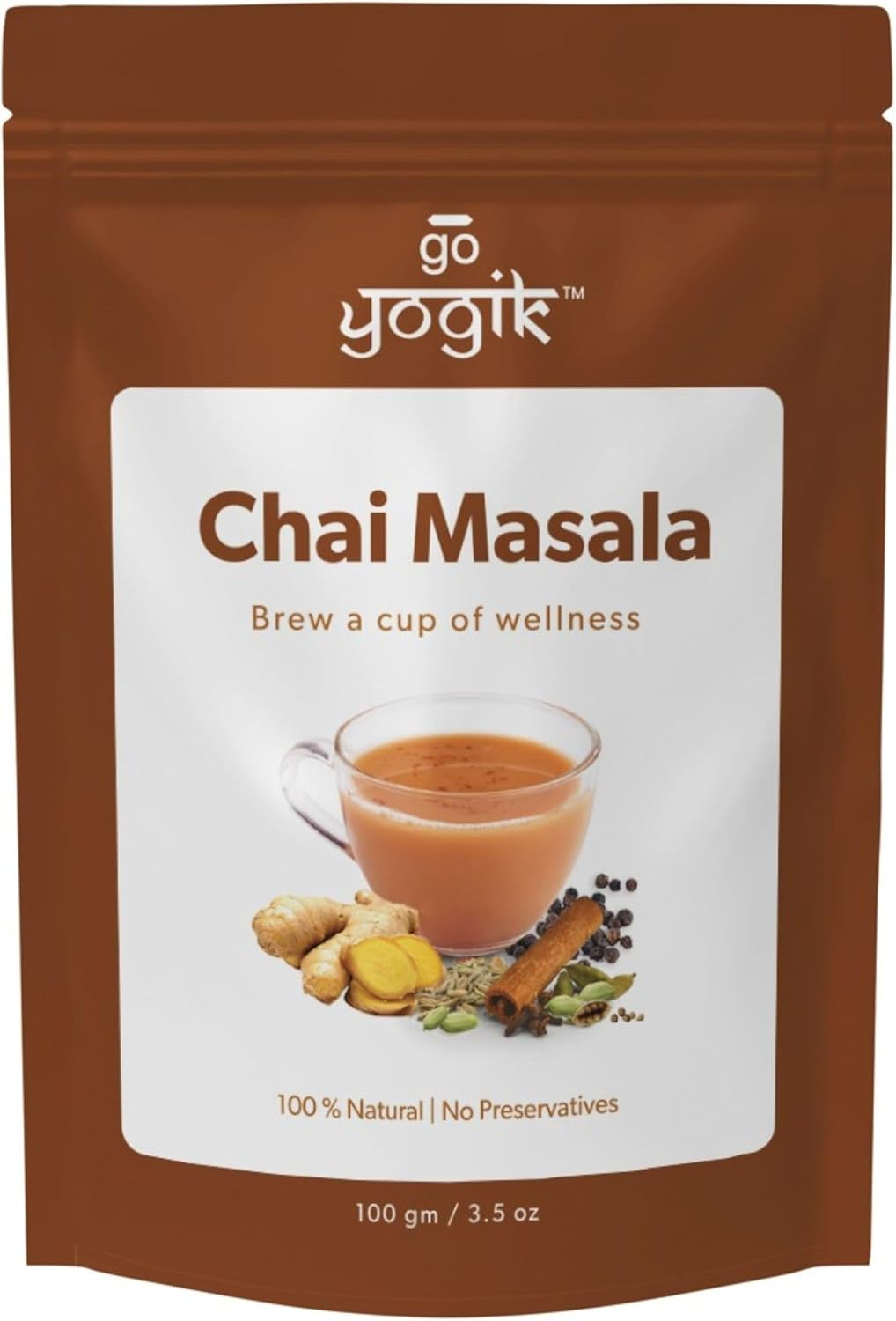 Go-Yogik Chai Tea Spice Masala W/O Ceylon Cinnamon, Cardamom, Cloves| Aromatic Indian | 100G (80 Cups) Vegan| GMO Free | Gluten Free|Lab Tested for Purity image number 4