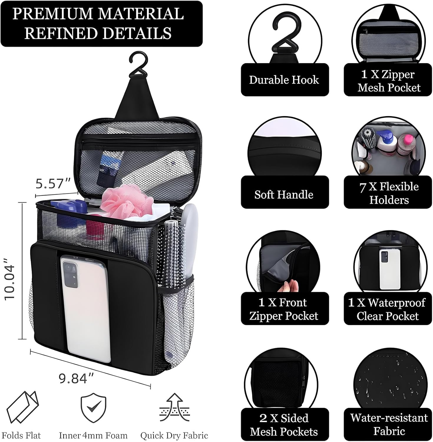 Anberyoo Hanging Toiletry Bag for Women, Waterproof Travel Makeup Bag, Large Capacity Portable Toiletries Bag for Women Camping Outdoor Beach, Dorm Room/Travel Essentials for College Students Girls image number 1