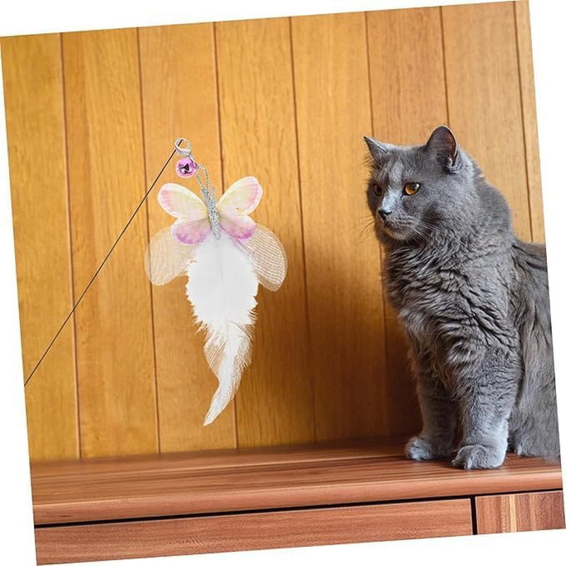 Crovakeu 2PCS Interactive Cat Wand Refills - Butterfly & Feather Replacement Toys for Cat Teaser Wand, Engaging Play for Indoor Cats & Kittens image number 5