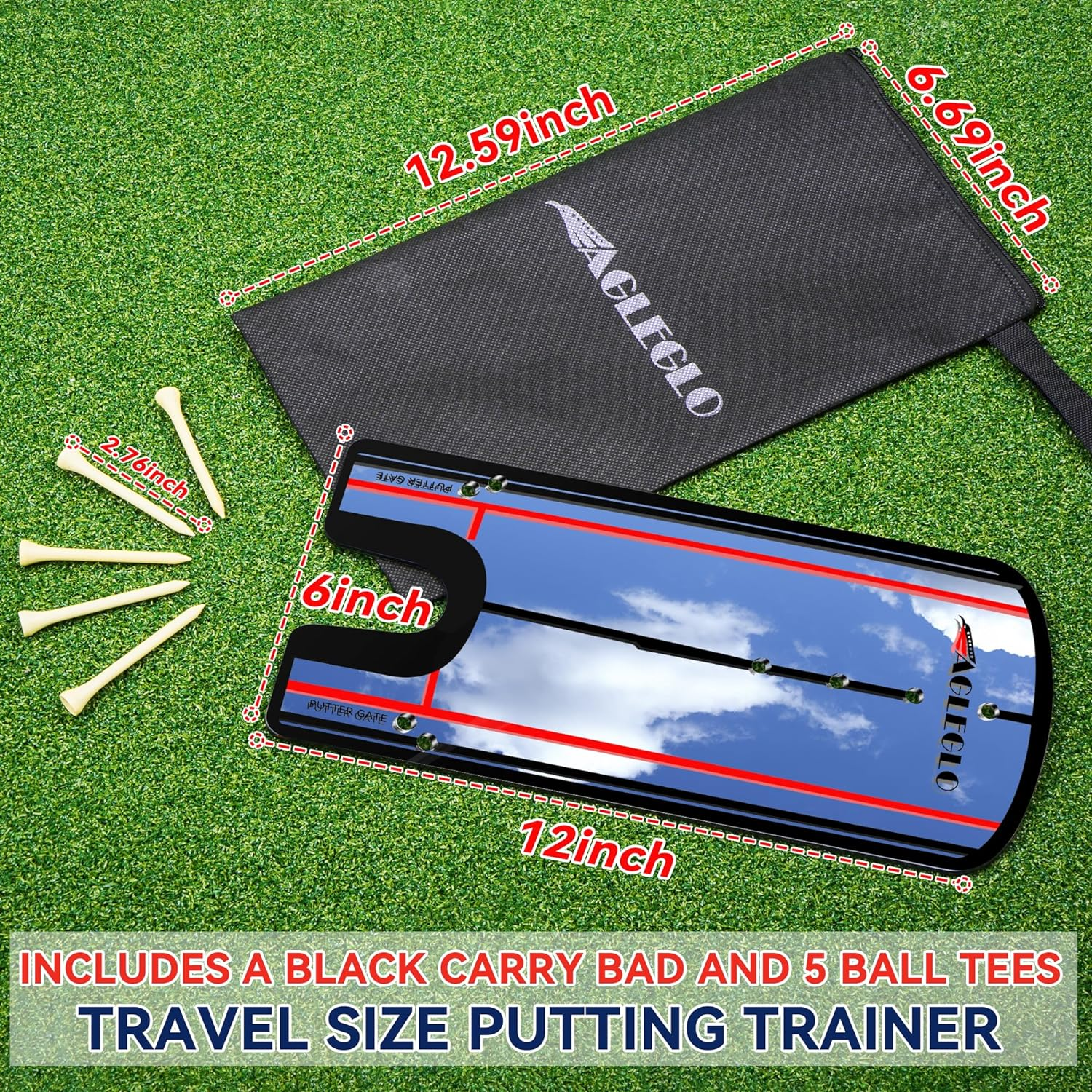 Eagleglo Golf Putting Mirror, Putting Mirror Training Aid for Golf with Putter Line Mirrored Acrylic, Putting Trainer for Golfer Align Eyes, Body, Putter Face, Golf Training Aid Equipment 12&rdquo;Lx 6&rdquo;W image number 2