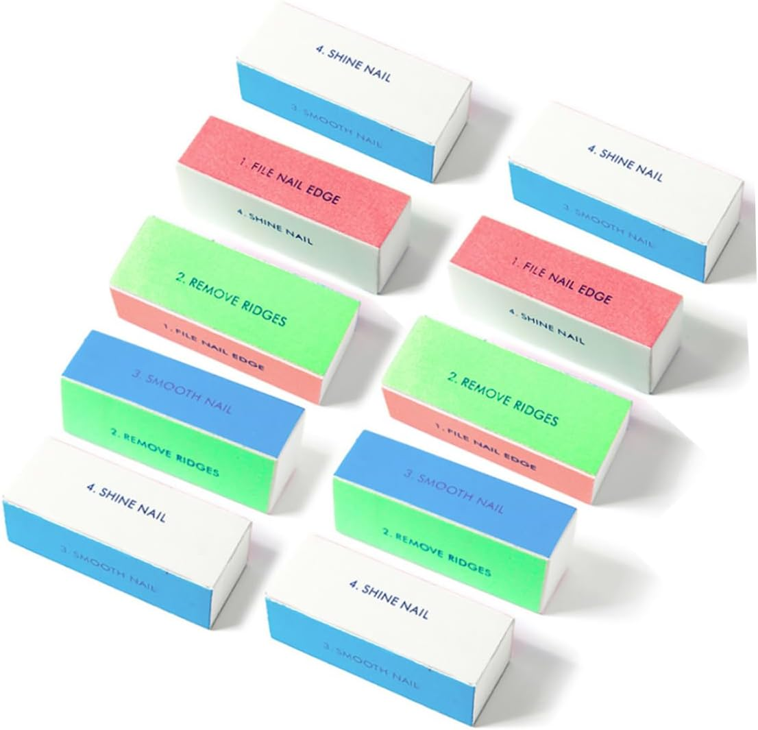 10PCS Professional Manicure Tools Kit 4 Way Nail Buffer Block Nail Buffing Sanding Files Nail Art Supplies Nail Buffer Block Sanding Block for Professional Salon or Home Use image number 4