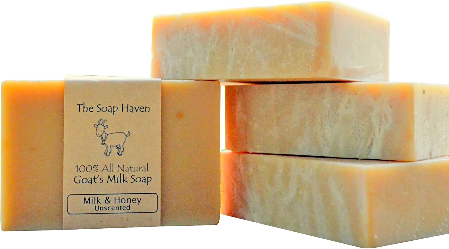 Handmade Goat Milk & Honey Soap - All Natural, Fragrance Free, Fresh Goat Milk Soap (4 Bar Pack). Wonderful for Eczema, Psoriasis & Sensitive Skin. SLS & Paraben Free. Handmade in USA. image number 3