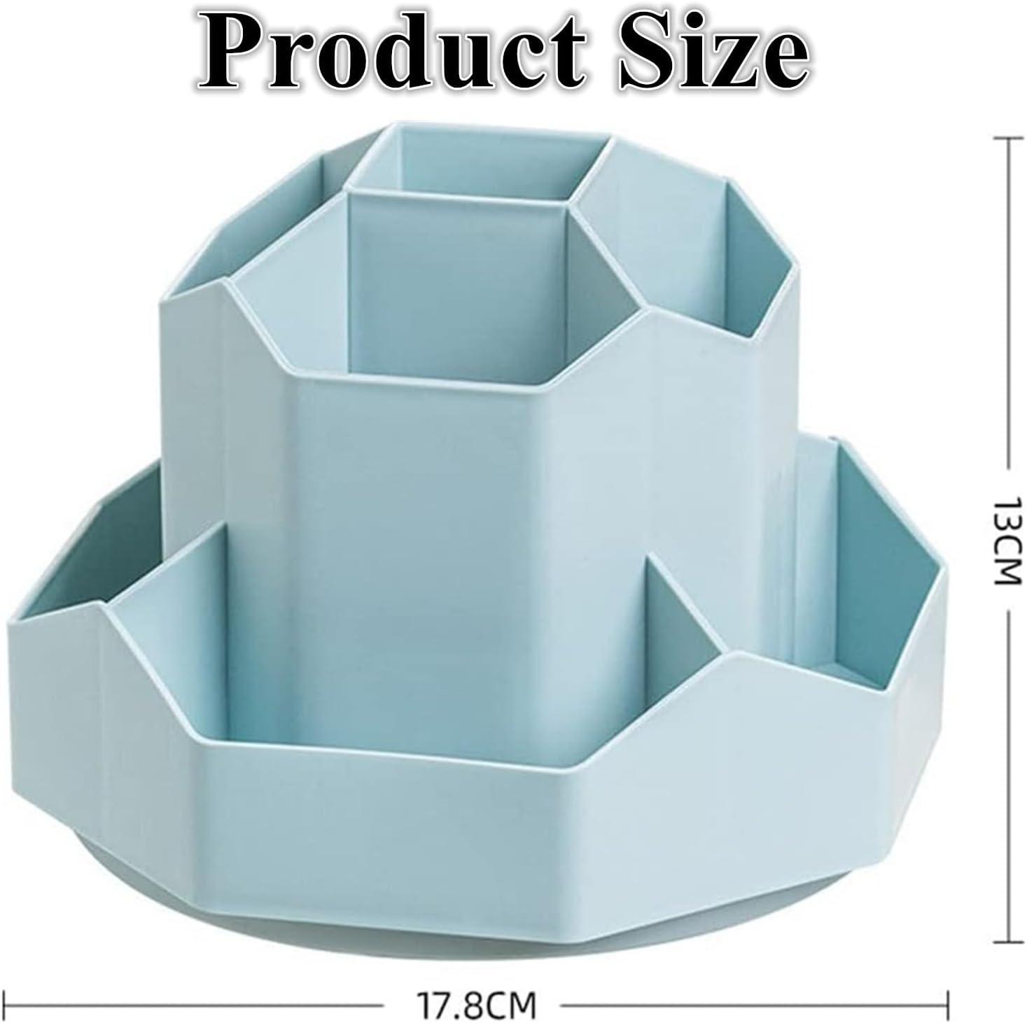 JCZD Rotating Pen Holder, Stationary Organiser, Pen Holder for Desk 9 Compartments, Upgraded Large Capacity 360&deg;Rotatable, Can Accommodate Pencils, Colored Pens, Various Stationery (Blue) image number 3