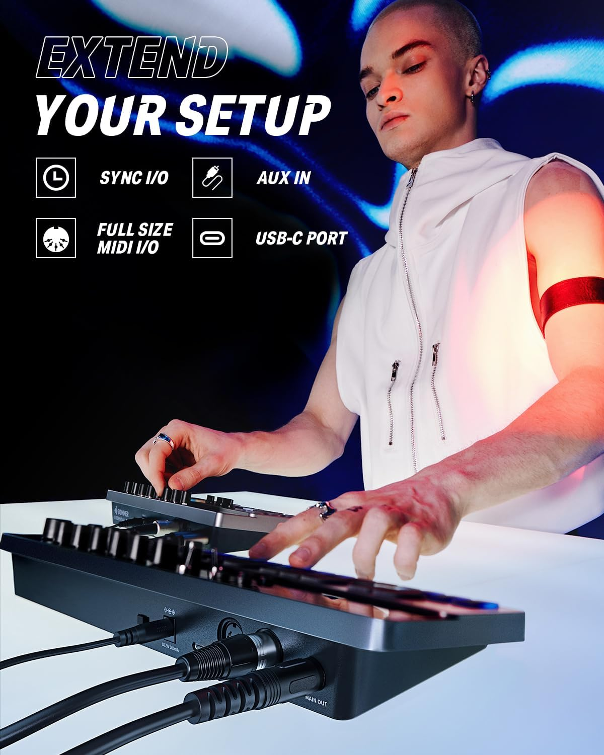 Analogue Bass Synthesizer and Sequencer, Donner Essential B1 with Intuitive User Interface, 128 Pattern Memory, Saturation & Delay Effects, Ideal for Classic Acid Sound image number 3