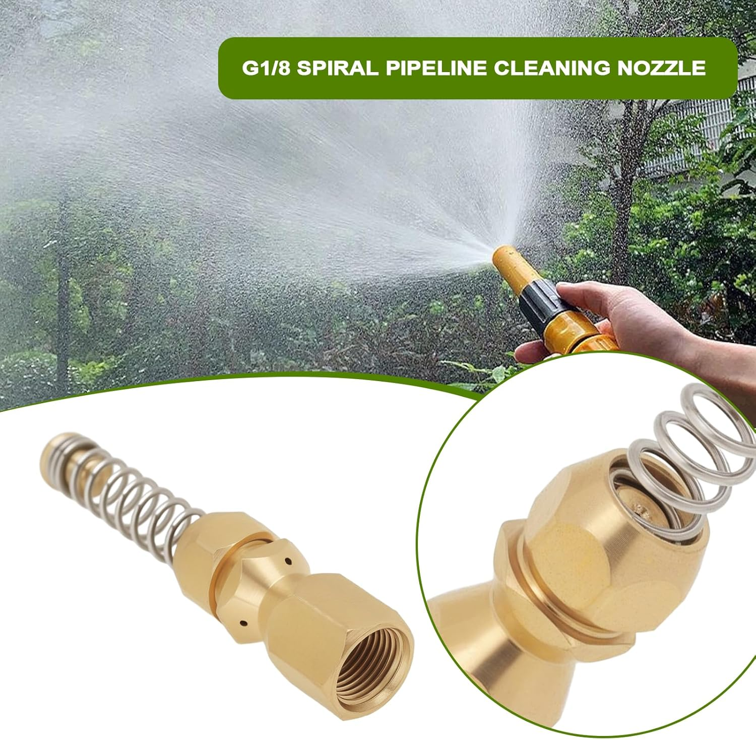 SG Store 1Pc G1/8 Inch High Pressure Nozzle Pipe Cleaning Nozzle Spiral Spring Nozzle Compatible with Karcher Compatible with Kranzler Compatible with WAP image number 5