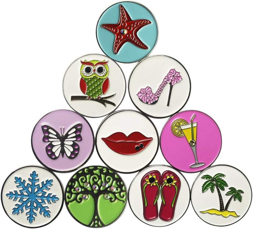 Lot of 10 Golf Ball Markers Assorted Patterns - Soft Enamel Technique - Butterfly Ball Marker image number 2