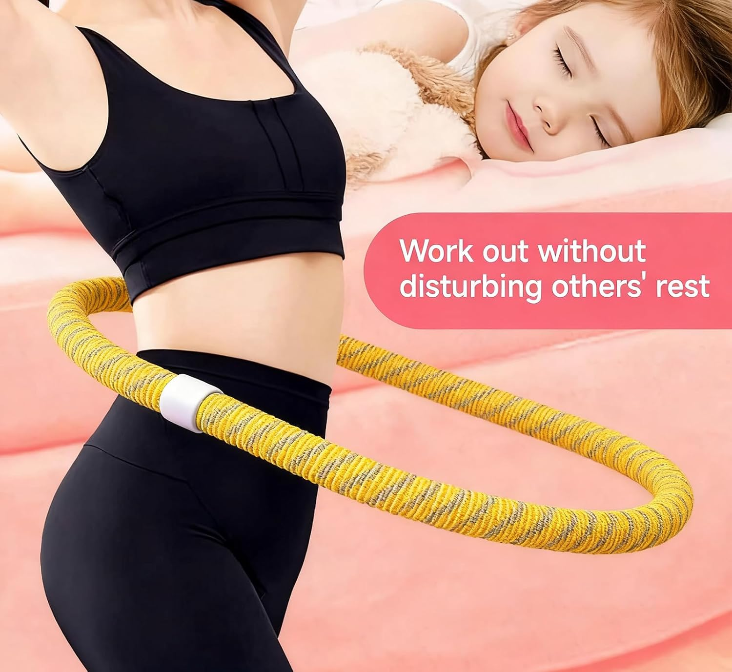 Hula Hoop,Hula Hoops for Adults Weight Loss.Hula Hoops for Adults, Weighted Hula Hoops for Women .Spring Weighted Design Burns Fat, Shapes Waist, Back-Friendly Workout with Safety Rope image number 4