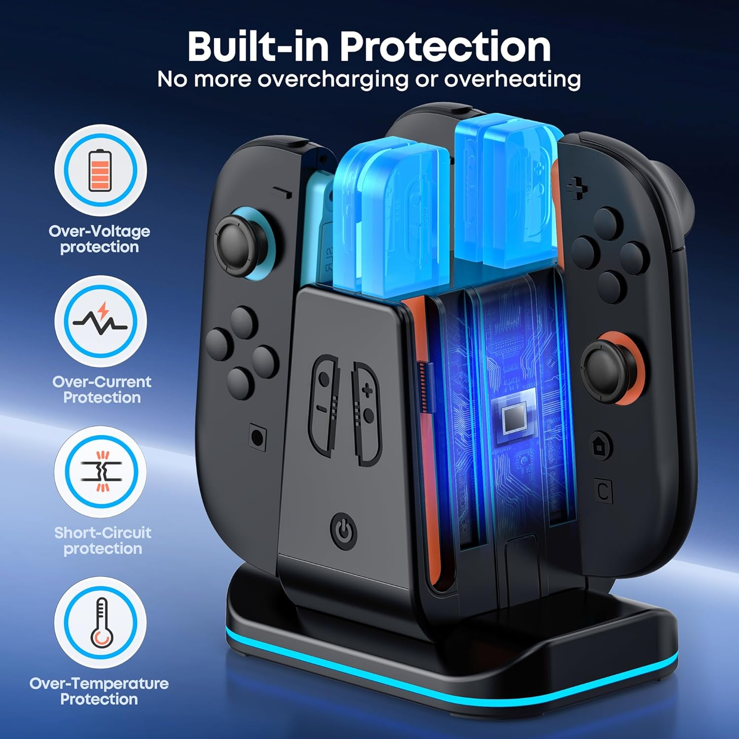 [Compatible with Switch 2/1] Fast 8 in 1 Switch Controller Charger Dock for Joycon 2 and Original & OLED Joycon, Magnetic Switch Controller Charging Dock for Joy Con 2 Any Direction Charging image number 4