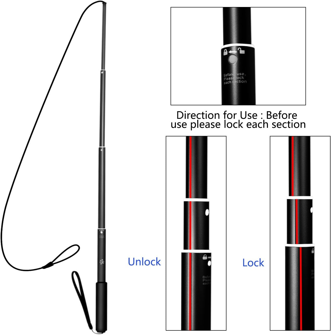 (Large) - Interactive Dog Tug Toy, ANG Extendable Dog Teaser Wand with 2 Cotton Rope Dog Toy Outdoor Playing for Pulling, Chasing, Chewing, Teasing, Training image number 1