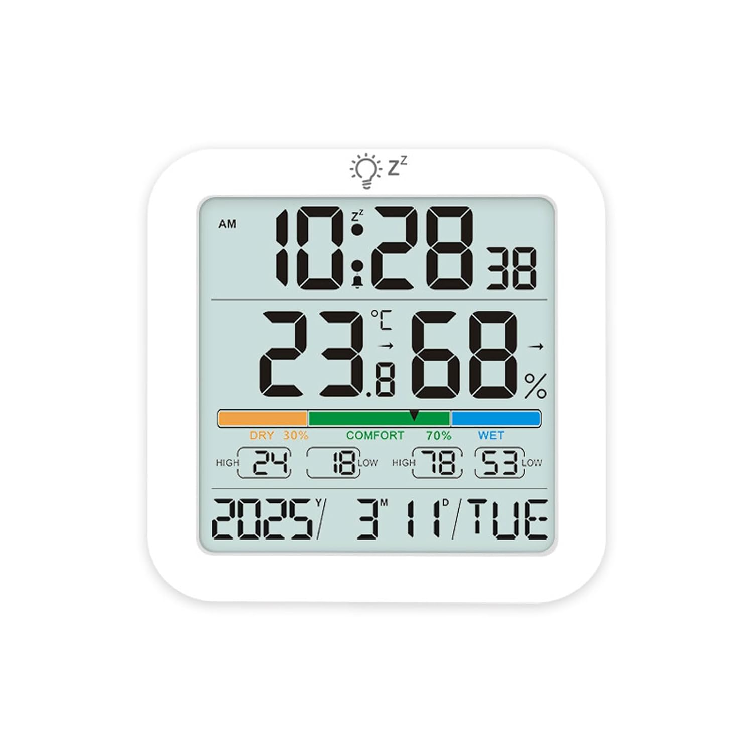 Digital LCD Hygrometer Thermometer Clock with Backlight for Home Temperature Monitoring image number 4