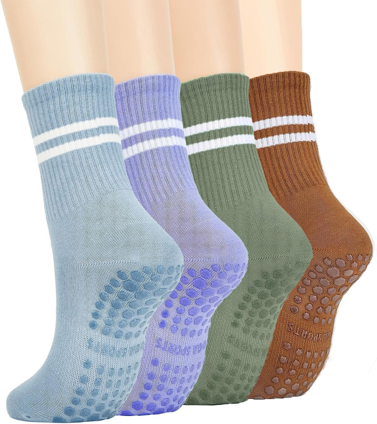 Grip Pilates Socks for Women Non Slip Yoga Socks Open Top Athletic Socks for Barre Ballet Barefoot Workout Hospital image number 5