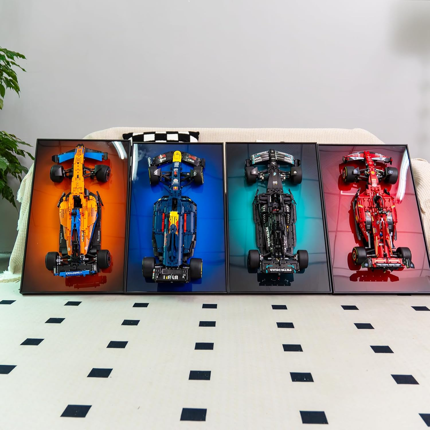 Display Wall Frame for  Technic Ferrari SF-24 F1 Model Car Kit(No Model), Unique Decorative Metal Display Wall Mount for  42207,Size:75X45Cm (Red) image number 6