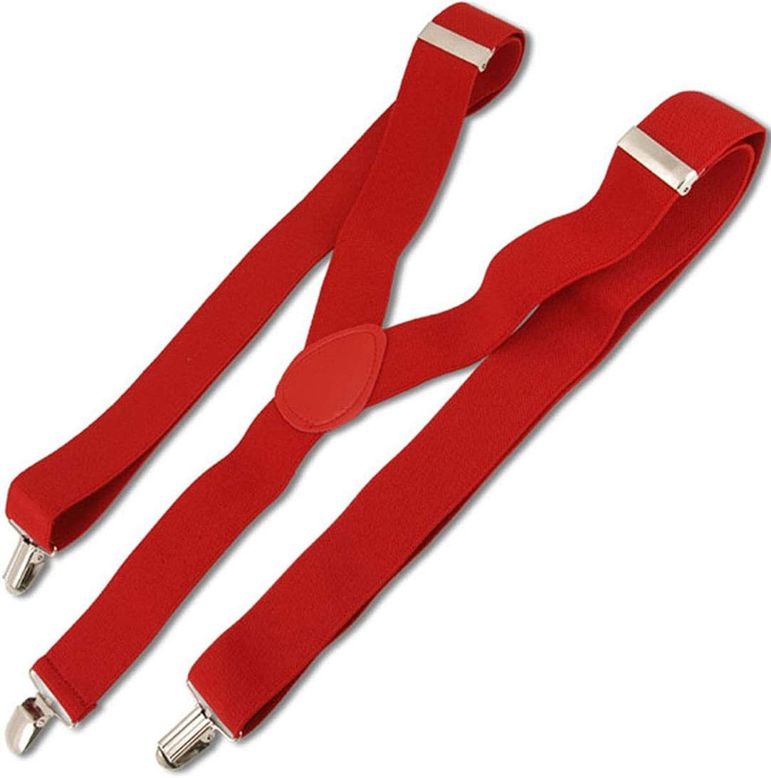 Mens Women Adjustable Elastic Suspenders Y-Shaped Clip on Unisex Braces Solid Colour - Black image number 2