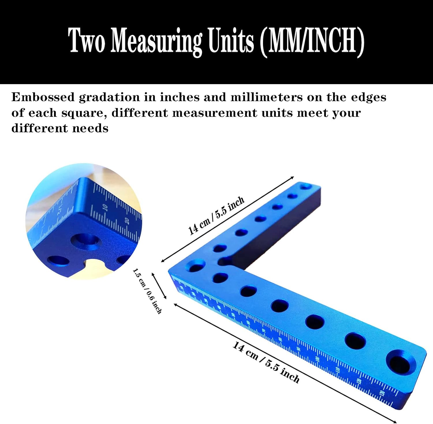 5.5"&times;5.5" 90 Degrees Positioning Squares, Right Angle Squares with 8 Clamps, Aluminium Alloy L-Type Corner Clamp Woodworking Clamping Tool for Picture Frames, Boxes, Cabinets (140Mm X 140Mm)