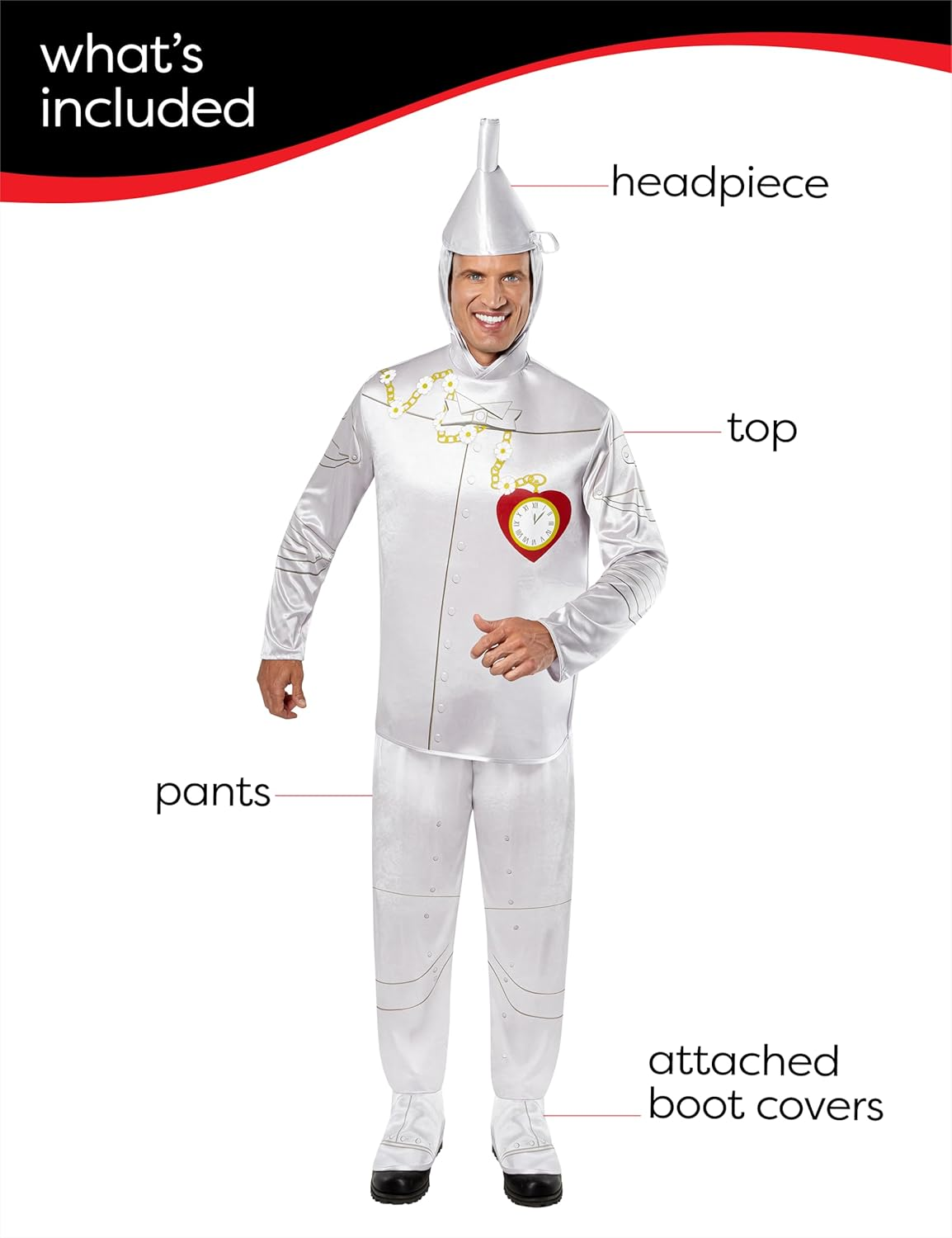 Rubie'S Men'S Wizard of Oz: Tin Man Costume, Silver, One Size image number 4